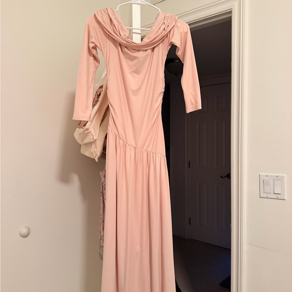 Elegant Pink Cowl Neck Dress